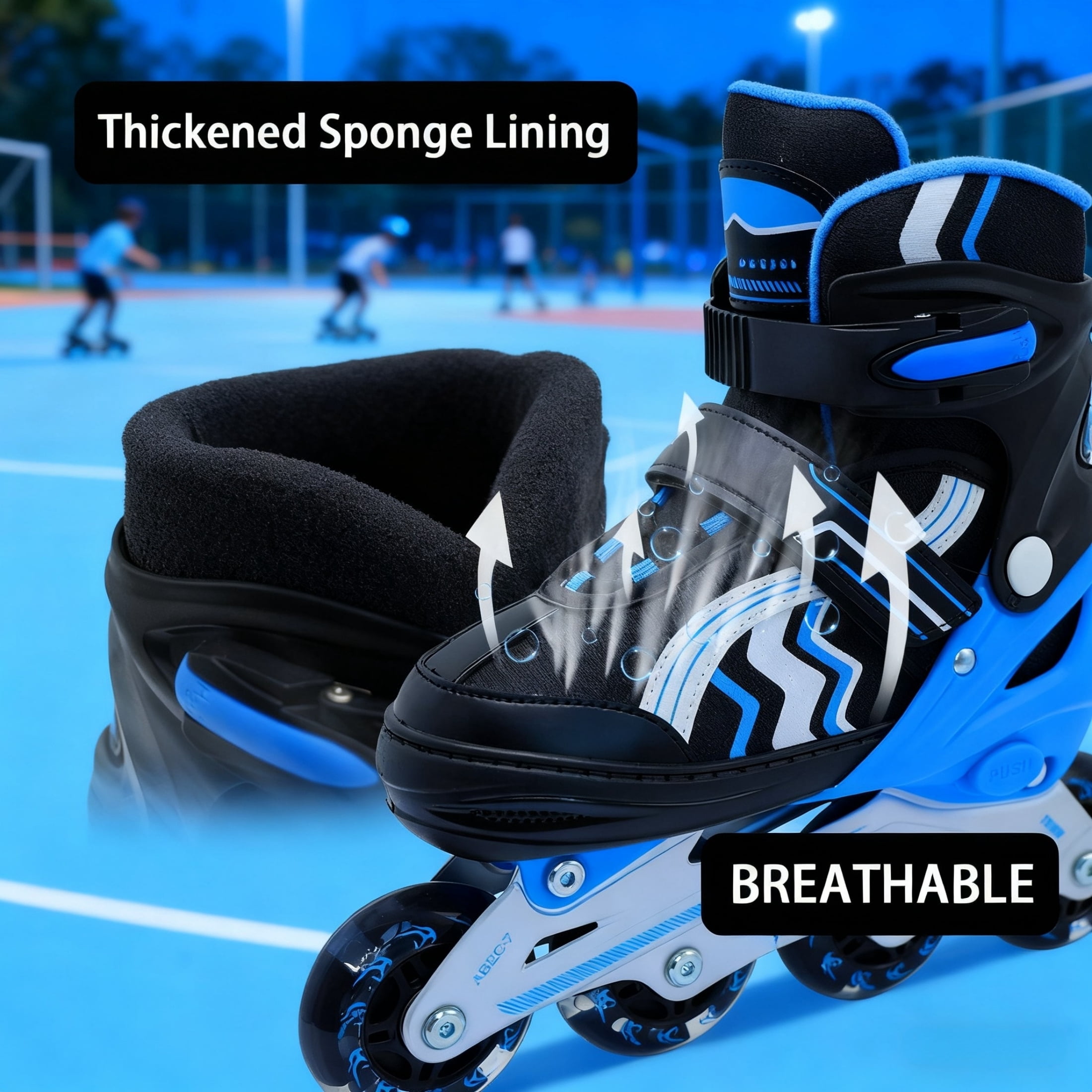 JZY Kids Inline Skates with Light-Up Wheels,4-Size Adjustable & Aluminum Frame Skate for Boys and Girls,Ideal for Beginners Ages 5-12