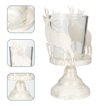 Homoyoyo Creative White Metal Candle Holder Christmas Theme Desktop Ornament