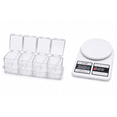 thumbnail image 1 of Kit Báscula Digital de Cocina 10 kg + Especiero Acrílico 4 Compartimentos para Repostería y Cocina Kimhi, 1 of 5