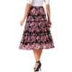 thumbnail image 3 of Falda Floral de Chiffon para Mujeres Inspire Chic, Falda Midi Bohemia de Volantes en Capas, XL Negro y Rosado, 3 of 6