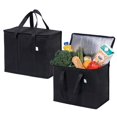 thumbnail image 1 of VENO Paquete de 2 bolsas térmicas y bolsas de comestibles aisladas para entrega de alimentos, refrigerador plegable, bolsas de compras reutilizables para comestibles con cremallera, plegable, resisten, 1 of 5