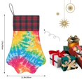 thumbnail image 2 of Dog Paw Decorative Socks 17x11.8in Top With A Strap Design For Easy Hanging For Festive Christmas Party Decorations Red Tie Dye Background Rainbow Colors (4), 2 of 8