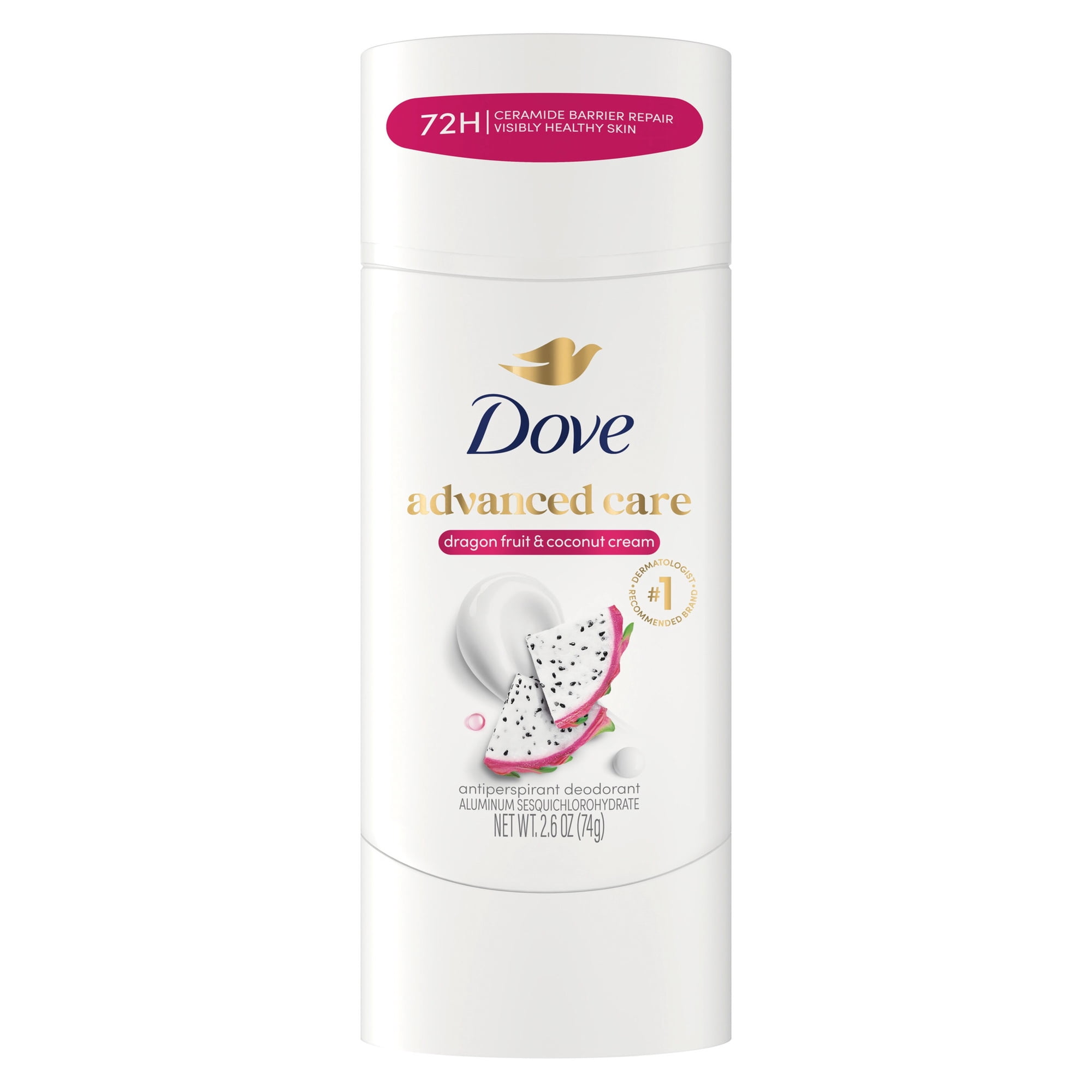 Dove Advanced Care Antiperspirant Deodorant Stick Dragon Fruite & Coconut Cream 72 Hour Sweat And Odor Protection With Pro Ceramide Technology, 2.6 oz