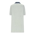 thumbnail image 4 of Camisas de Cuello en V de Manga Corta para Mujeres Vestido de Túnica de Rayas con Botón de Verano con Bolsillos, 95% Poliéster 5% Spandex para Diario Y Fiesta, 4 of 7