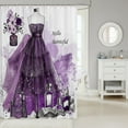 thumbnail image 2 of Fashion Woman Dress Shower Curtain Purple Tie-Dye Print Bath Curtain Floral Perfume Print Bathroom Decor Romantic Makeup Themed Waterproof Curtain Modern Girly Dresses Curtain,72"Wx78"L, 2 of 5