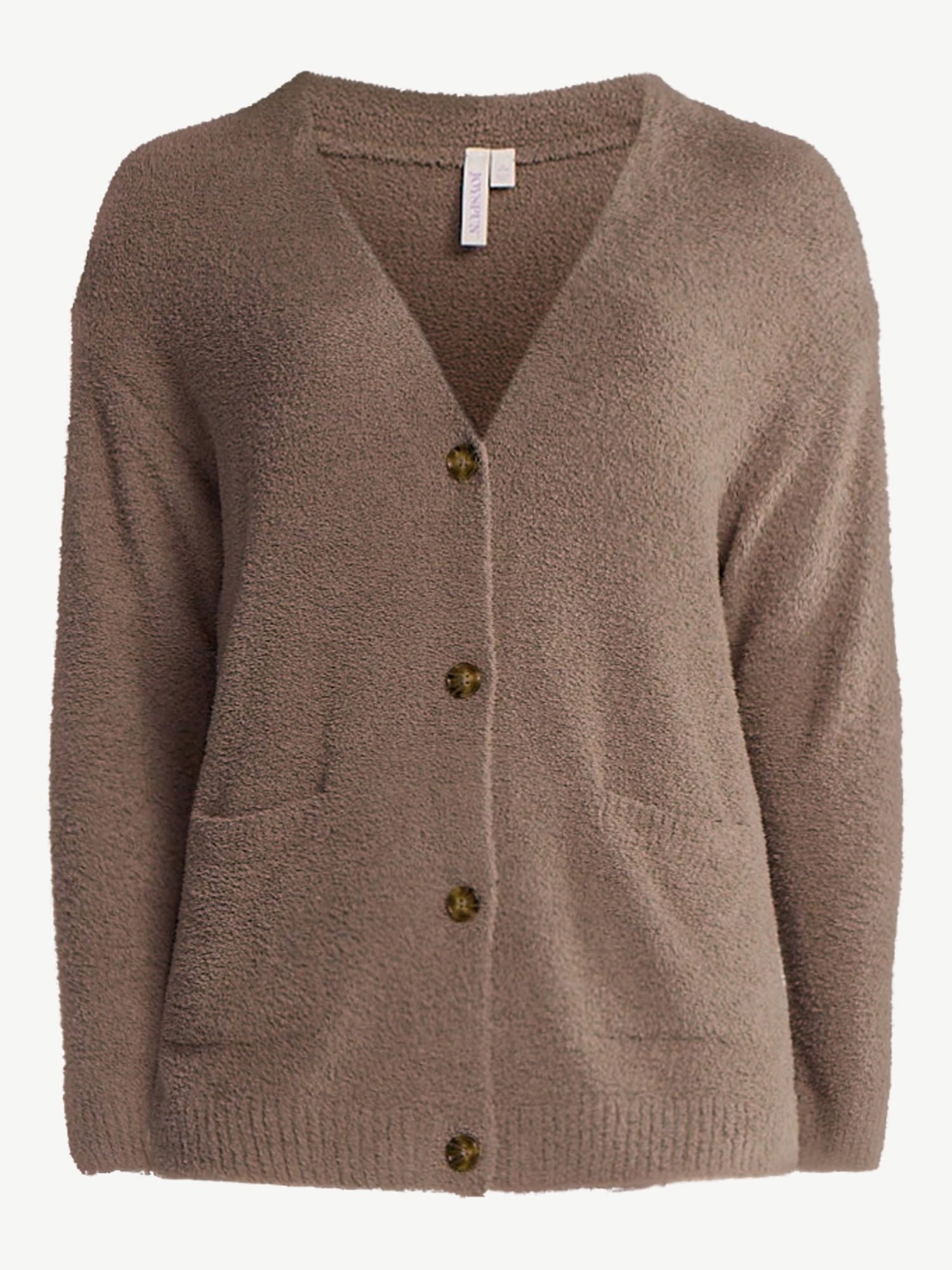Joyspun Women's Fuzzy Front Pocket Cardigan, Sizes XS-3X