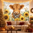 thumbnail image 3 of Highland Calf with Checkered Bandana, Cheerful Farmhouse Style for Animal Lovers, Pastoral Wall Art, Housewarming Gift, Tapestry Wall Hanging for Kitchen and Entryway, 3 of 6
