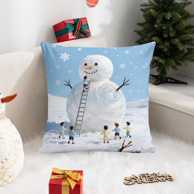 Funda De Almohada De Tela Funda De Almohada Navideña De 45x45cm, Funda De Cojín De Sofá De Tela Multicolor Para Decoración Festiva De Sala De Estar (1 Unidad) Rkxzt