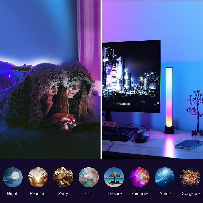 Dazone Smart RGB Light Bar, Gaming Lights with Audio Sync, Smart LED Light Bar with 15 Scene Modes and 4 Music Modes, Bluetooth Ambient Lighting for