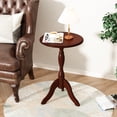 thumbnail image 4 of HLR Round Small End Table, Wooden Pedestal Side Coffee Table,  Vintage Accent Nightstand for Living Room, Bedroom, Entryway, Dark Brown, 4 of 7