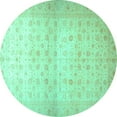 thumbnail image 1 of Ahgly Company Machine Washable Indoor Round Oriental Turquoise Blue Traditional Area Rugs, 7' Round, 1 of 4