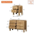 thumbnail image 3 of 6 Drawer Dresser and Nightstand Sets for Bedroom, 3 Pcs Bedroom Set，Night Stand Set of 2, Double Dresser with Curved Profile Design, Wood Chest of Drawers Mid Century Storage Cabinet Set, 3 of 10