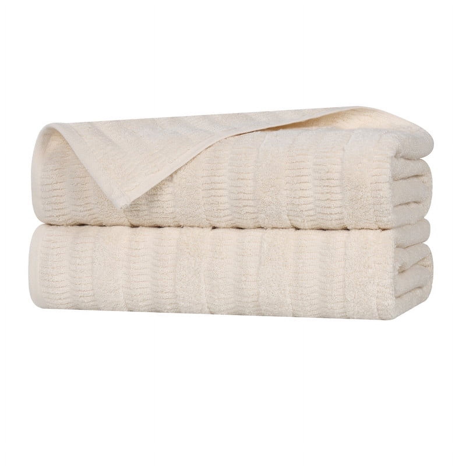 Superior Mika Smart Twist Cotton Medium Weight Bath Sheets, Set of 2, Quick Dry Towels, Ivory