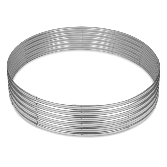 5ft Round Galvanized Raised Garden Bed, 1ft Tall Open Bottom Metal Planter Box, 0.018" Thick Corrugated Steel Garden Bed for Vegetables Flowers Herbs