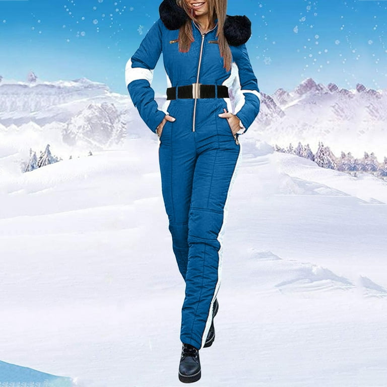 Shpwfbe Workout Sets For Women Two Piece Outfits For Women Women'S Winter  Outdoor Sports Jumpsuit ' With Removable Collar Outdoor Sports Zipper Ski  Suit Ski Suit Blue XL 