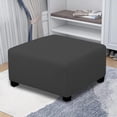 thumbnail image 3 of stanreset Office Hotel Simple Design Solid Color Elastic Ottoman Slipcover Living Room Footstool Cover Protector Accessory Black, 3 of 6