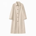 thumbnail image 3 of cocolona Womens Trench Coat Open Front Button Down Lapel Lined Overcoat LightWeight Trendy Fall Winter Solid Color Long Coat, 3 of 7