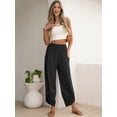 thumbnail image 2 of Pantalones capri ANRABESS Palazzo Summer de pierna ancha para mujer, color negro, 2 of 6