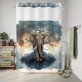 thumbnail image 6 of No Hook Shower Curtain with Built-in Rings - Vintage Boho Elephants Trees Washable Waterproof Fabric Bathroom Curtains for Hotel,Rentals, 60 X 72 Inch Long , Chocolate Brown Blue, 6 of 9