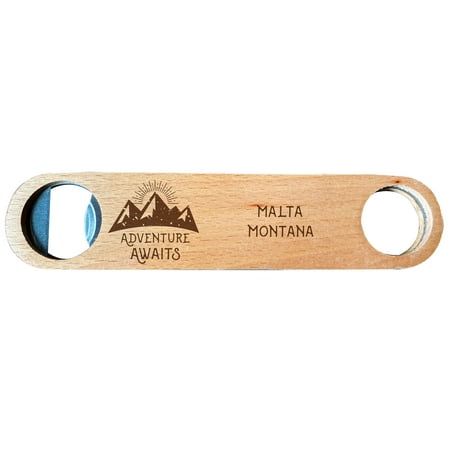 

Malta Montana Laser Engraved Wooden Bottle Opener Adventure Awaits Design