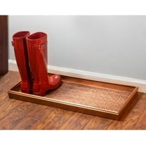 Double Circles Copper Boot Serving Tray, Rectangle Serving Tray, Powder Coated Steel Platter, 30 "W x 2 "H x 12 "D, Mid Centruy Modern Decoration for Livingroom Bedroom Diningroom