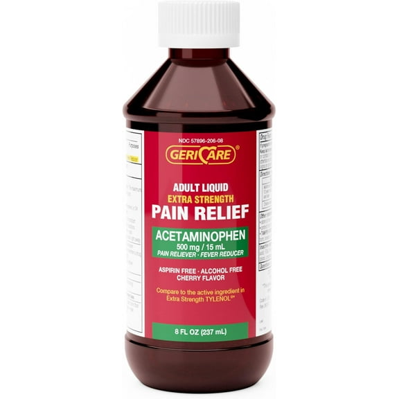 GeriCare Extra Strength Acetaminophen 500 mg Adult Liquid Pain Relief, Fever Reducer, 8 FL OZ (Pack of 1)