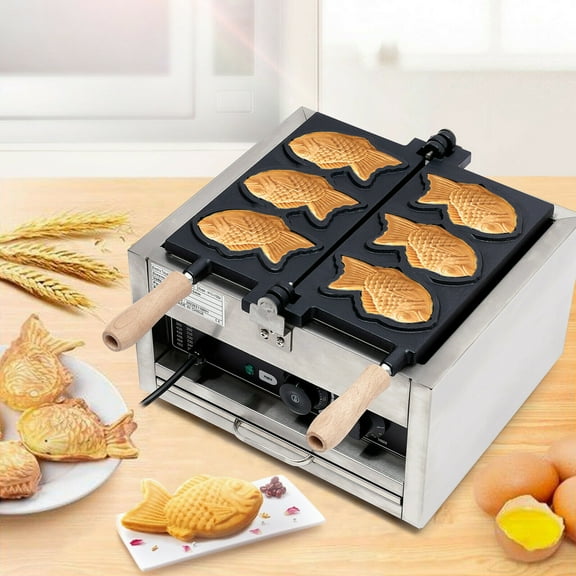 DENEST 3 Grooves Taiyaki Waffle Maker Fish Shaped Waffle Machine Non stick 1500W