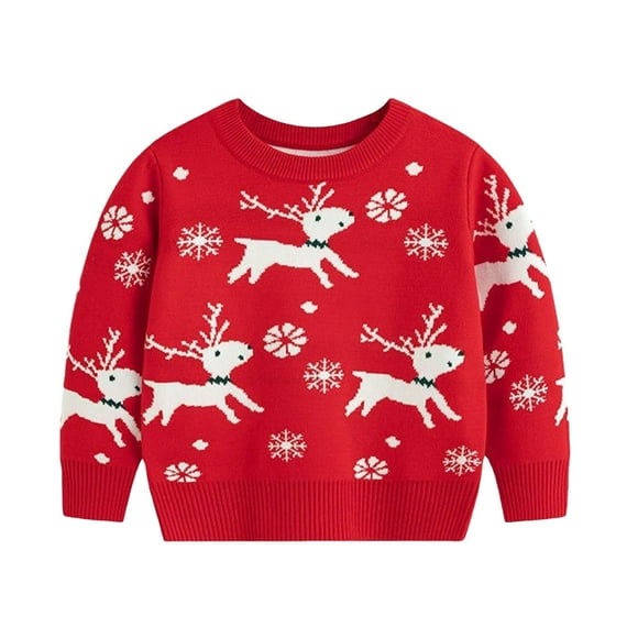 Chandail Col en V pour Petits Garçons, Chandail Tricoté pour Bébé, Chandail en Molleton Menthe pour Garçons, Filles, Noël, Dessin Animé, Chaud, Manches Longues, Cardigan, Rouge 4-5 Ans