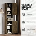 thumbnail image 4 of PORKISS Floor Storage Cabinet, Wood Pantry Cabinet with Doors and Drawer, Freestanding Narrow Bathroom Storage Organizer with Adjustable Shelves for Kitchen, Bathroom, Living Room, Grey, 4 of 7