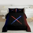thumbnail image 2 of Manfei Cartoon Gradient Light Theme Full Size Comforter Sets,Fashion Games Bedding Comforter Set,Black Blue Red Bedding Sets For Teens,Luxury Bedroom Decor Reversible,3pcs, 2 of 8