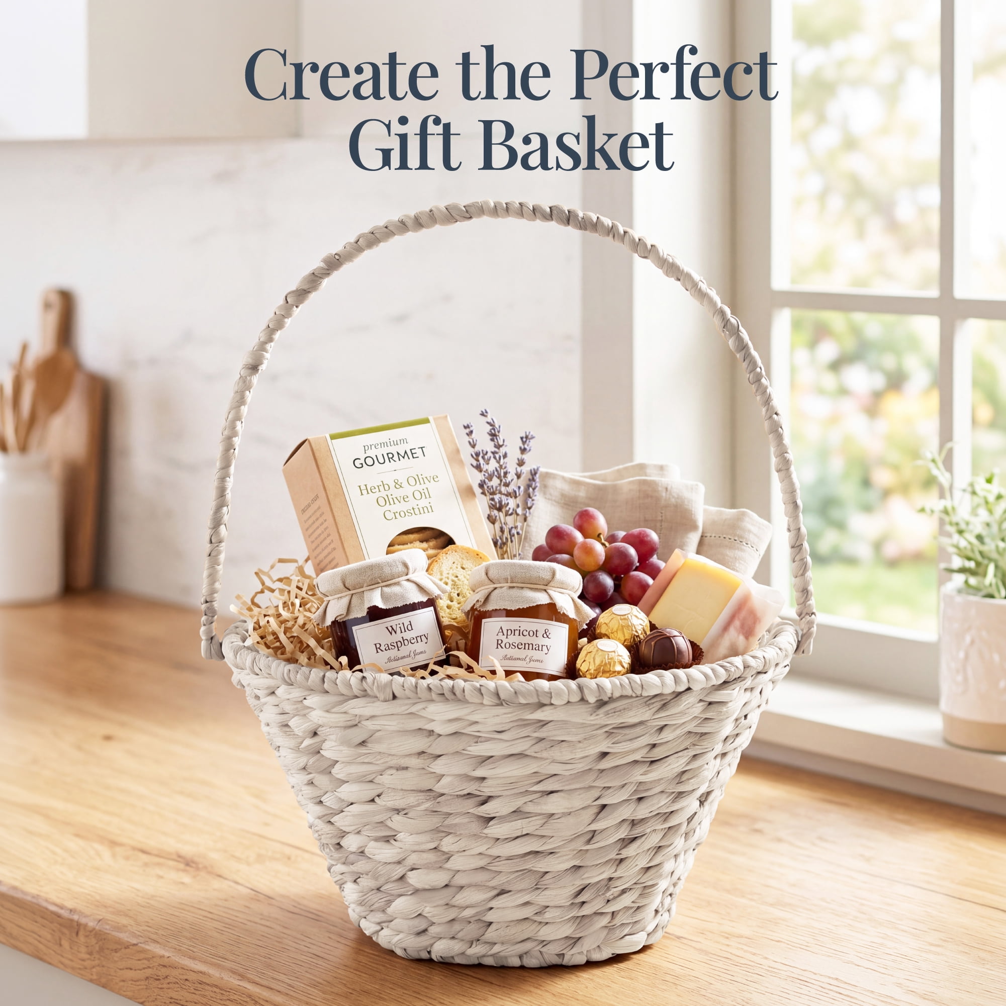 Best Choice Products Handwoven Medium Mother's Day Gift Basket, 20 inch Basket Basket w/Collapsible Handle - White