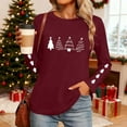 thumbnail image 5 of Christmas Tree Shirt Women Christmas Embroidered Trees Long Sleeve Shirts Gift Xmas Graphic Tee Tops, 5 of 7