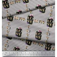 thumbnail image 3 of Soimoi Gray Poly Georgette Fabric Stripe & Floral Alphabet Text Print Fabric by the Yard 52 Inch Wide, 3 of 3