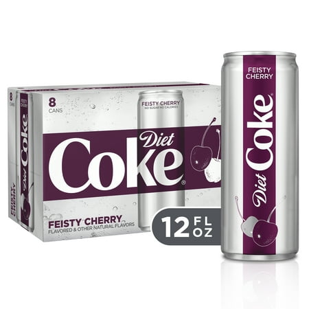 (3 Pack) Diet Coke Slim Can Soda, Feisty Cherry, 12 Fl Oz, 8 (Coca Cola Best Selling Products)