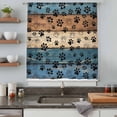 thumbnail image 4 of Navy Blue Brown Semi Sheer Curtains Drapes for Living Room, Bedroom, French Doors Window 63 Inches Long, Rustic Farmhouse Dog Paw Vintage Rod Pocket Chiffon Curtain Drapery Voile Draperies Panel, 4 of 8