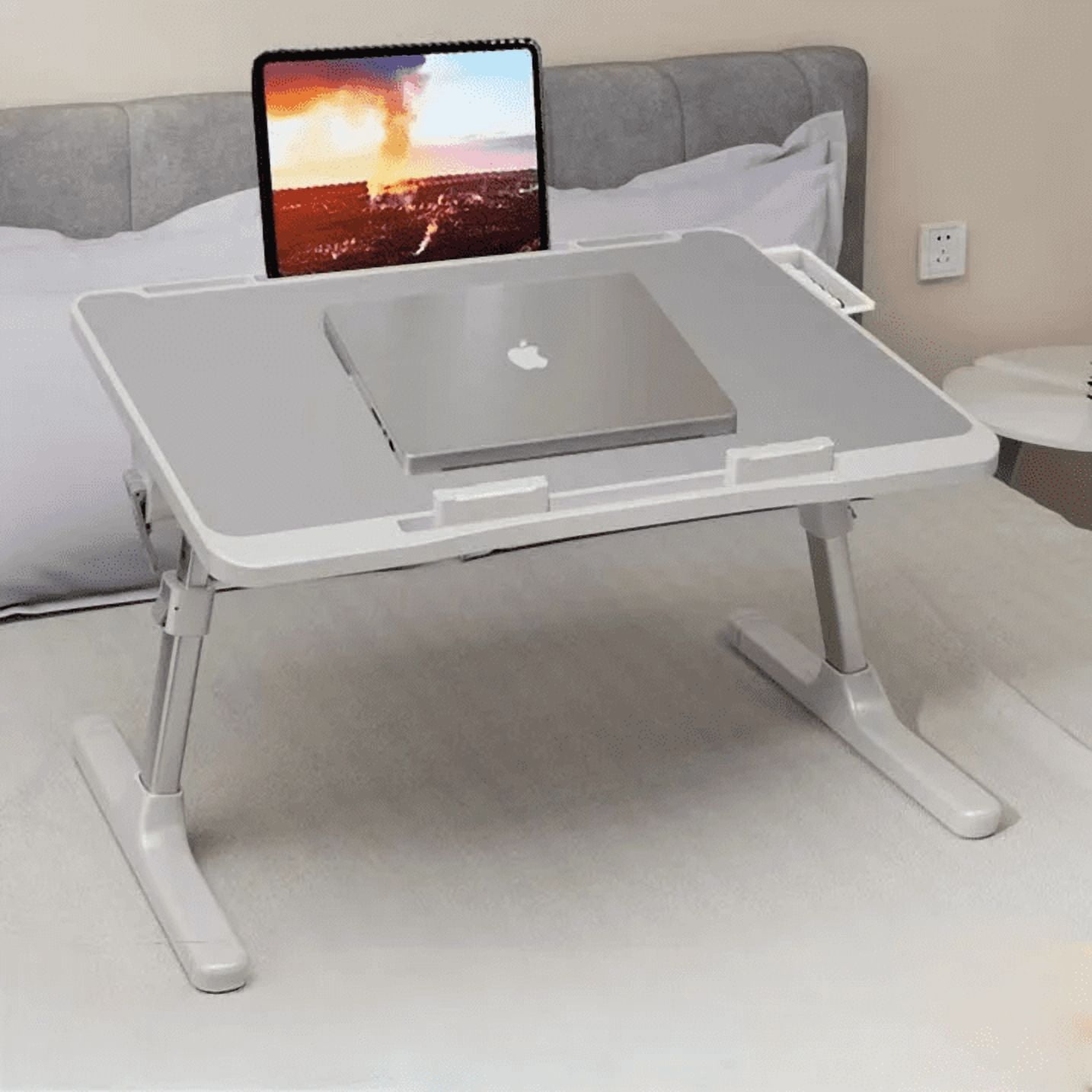 Laptop Desk for Bed, Height & Angle Adjustable Laptop Stand for Bed, Lap Desk Bed Tray Table, Light Weight Foldable Portable Laptop table for Couch Sofa Chair Floor Desk (Gray)