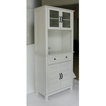 Luku Tall Storage Cabinet with Glass Doors & Drawer, Freestanding Kitchen Pantry Organizer, Adjustable Shelves, Wooden Door Bathroom Cabinet for Dining Room, Living Room