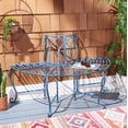 thumbnail image 2 of Safavieh Abia Adult Wrought Iron Weather-Resistant Outdoor Benches Antique Blue, 2 of 11