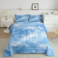 thumbnail image 2 of Manfei Chic Stars Pattern Queen Comforter Set,Dreamy Universe Galaxy Bedding Sets,White Blue Bedding Comforter Set For Boy Girls,Ultra Soft Home Decor Reversible,3pcs, 2 of 8