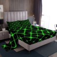thumbnail image 1 of Erosebridal Teens Abstract Queen Sheet Sets, Green Strpied Geometry Bedding Queen Size, Modern Fashion Decor, 1 of 7