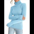 thumbnail image 2 of Suéteres Acanalados para Mujer, Lindos Suéteres de Punto de Cuello Alto, Ajustados y Cálidos Azul un Tamaño, 2 of 9