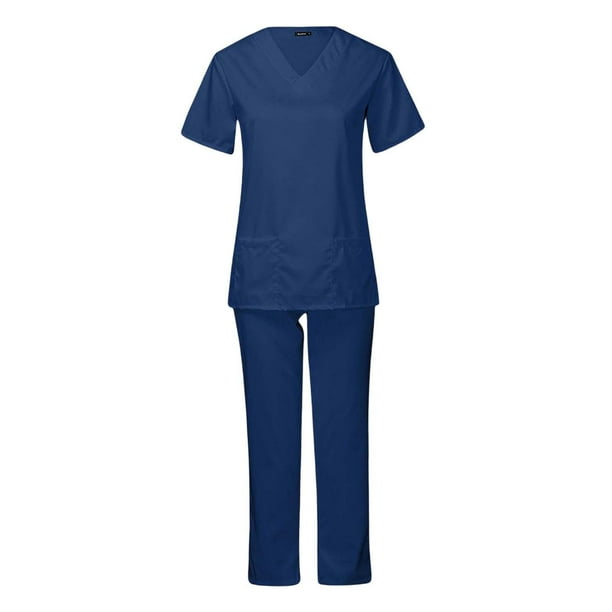 Unisex Nursing Scrubs Uniform Multi Pockets Professional suits Top