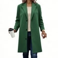 thumbnail image 2 of jtjvou Womens Peacoat Notched Lapel Collar Single-Breasted Trench Coats Loose Casual Long Jacket 2025 Fall Winter Outerwear Green XXL, 2 of 6