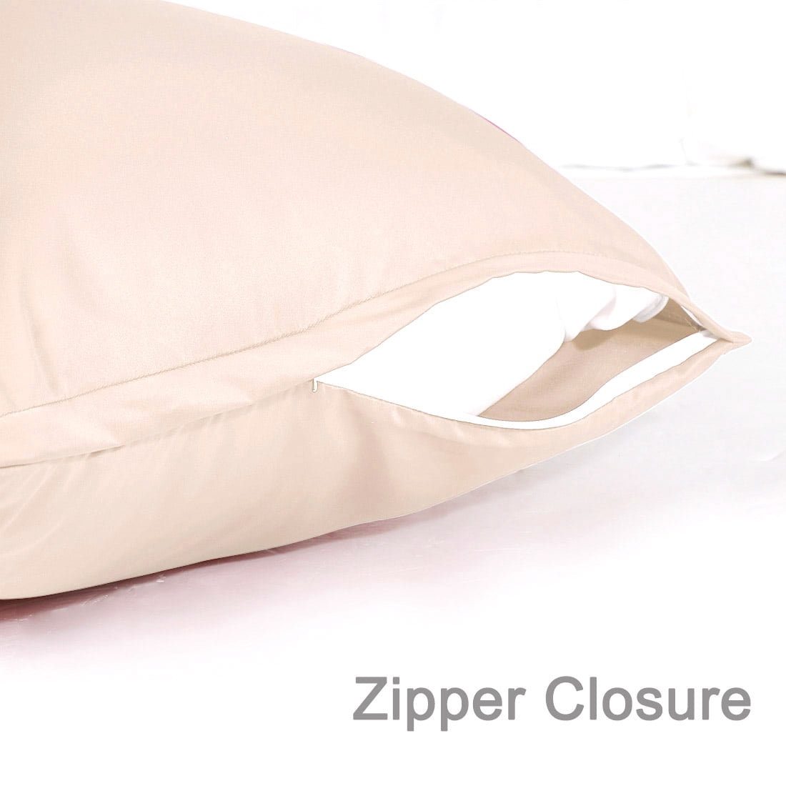 Unique Bargains Silky Satin Zippered Body Pillow Cover, 21" x 54", Light Tan