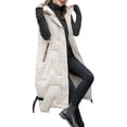 thumbnail image 3 of SAYOO Women Puffer Quilted Thick Hooded Long Vest Elegant Winter Warm Sleeveless Down Coats Jackets Outerwear, Beige X-Large, 3 of 7