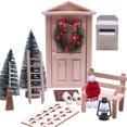 thumbnail image 1 of Accesorios decorativos de decoración navideña con puerta de gnomo, árbol de Navidad, corona decorativa, escalera de madera, alfombra, banco, sombreros, bufandas, farol, secreto de Navidad,, 1 of 5