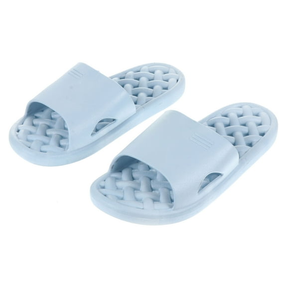 Soimiss 1 Pair Bathroom Slippers Unisex Blue Plastic Non-slip Drainage Holes Indoor