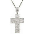 thumbnail image 6 of Bling'ed Out Hip Hop Cross Pendant - Iced Luxury Watch Covered w/Crystal Clear Rhinestones - Iced Cuban Bracelet & Bling Ring Set - Shine Like a Celebrity (11, SLV L0504 3D Cross 4pc Set), 6 of 8