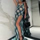 thumbnail image 1 of Vestido Suspendido Vestido de tirantes de espagueti sin espalda a cuadros Sexy Slim Maxi vestido sin mangas de verano Vint Cgtredaw Para estrenar, 1 of 1