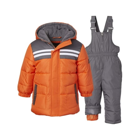 iXtreme Baby Toddler Boy Double Stripe Winter Jacket Coat & Snow Bib Snow Pants, 2pc Snowsuit